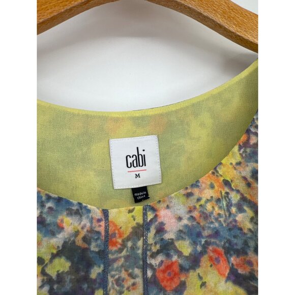 CABI Positano Sleeveless Floral Top tunic size medium yellow blue womens - Picture 3 of 5
